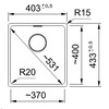 MRG110370KR1 - 125.0692.224 - Maris - Onderbouwspoeltafel / 403 x 433 mm / 1 bak / Koffieroom