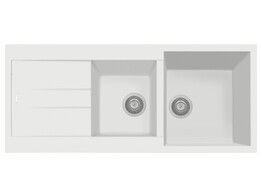 Plados Elegance AM11620 - Inbouw - 1160 x 500mm - 2 bakken - omkeerbaar br/  Nanostone Milk White