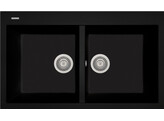 Plados Elegance AM8620 - Inbouw - 860 x 500 - 2 bakken - met kraanwerkbank br/  Ultragranit Nero Matt