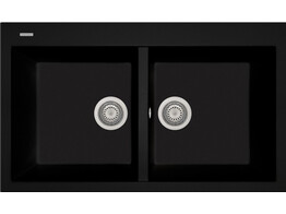 Plados Elegance AM8620 - Inbouw - 860 x 500 - 2 bakken - met kraanwerkbank br/  Nanostone Deep Black
