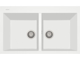 Plados Elegance AM8620 - Inbouw - 860 x 500 - 2 bakken - met kraanwerkbank br/  Nanostone Milk White