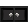 Plados Elegance AM8620 - Inbouw - 860 x 500 - 2 bakken - met kraanwerkbank br/  Ultragranit Nero Matt