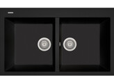 Plados Elegance AM8620 - Inbouw - 860 x 500 - 2 bakken - met kraanwerkbank br/  Ultragranit Nero Matt