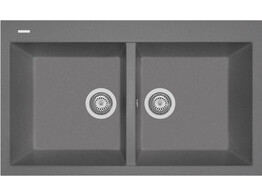 Plados Elegance AM8620 - Inbouw - 860 x 500 - 2 bakken - met kraanwerkbank br/  Ultrametal Titanio