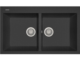 Plados Elegance AM8620 - Inbouw - 860 x 500 - 2 bakken - met kraanwerkbank br/  Ultrametal Nero