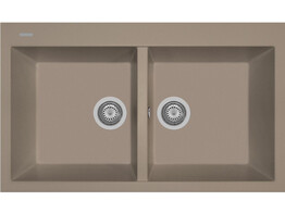 Plados Elegance AM8620 - Inbouw - 860 x 500 - 2 bakken - met kraanwerkbank br/  Ultragranit Bianco