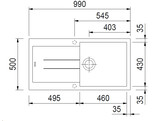 Plados Elegance AM9910 - Inbouw - 990 x 500mm - 1 bak - omkeerbaar