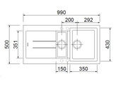 Plados Elegance AM9915 - Inbouw - 990 x 500mm - 1 1/2 bakken - omkeerbaar br/  Ultragranit Jasmine