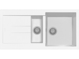 Plados Elegance AM9915 - Inbouw - 990 x 500mm - 1 1/2 bakken - omkeerbaar br/  Nanostone Milk White