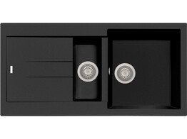 Plados Elegance AM9915 - Inbouw - 990 x 500mm - 1 1/2 bakken - omkeerbaar br/  Ultragranit Nero Matt