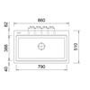 Plados Lux LX8410 - Inbouw - 860 x 510mm - 1 bak - met kraanwerkbank