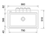 Plados Lux LX8410 - Inbouw - 860 x 510mm - 1 bak - met kraanwerkbank