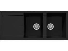Plados Infinity NF11620 - Inbouw - 1160 x 500mm - 2 bakken - omkeerbaar br/  Nanostone Deep Black