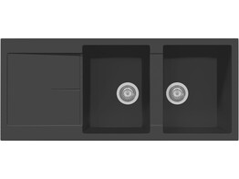 Plados Infinity NF11620 - Inbouw - 1160 x 500mm - 2 bakken - omkeerbaar br/  Ultragranit Nero Matt