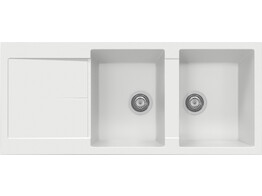 Plados Infinity NF11620 - Inbouw - 1160 x 500mm - 2 bakken - omkeerbaar br/  Ultragranit Bianco