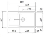 Plados Infinity NF8610 - Inbouw - 860 x 500mm - 1 bak - omkeerbaar br/  Ultragranit Nero Matt