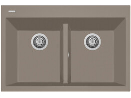 Plados One ON8420 - Inbouw - 838 x 560mm -2 bakken - met kraanwerkbank br/  Ultragranit Tartufo