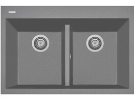Plados One ON8420 - Inbouw - 838 x 560mm -2 bakken - met kraanwerkbank br/  Ultrametal Titanio