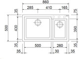 Plados One ON8620 - Inbouw - 860 x 500mm -2 bakken - met kraanwerkbank
