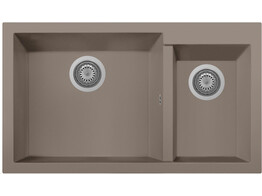 Plados One ON8620 - Inbouw - 860 x 500mm -2 bakken - met kraanwerkbank br/  Ultragranit Tartufo