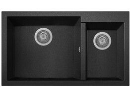 Plados One ON8620 - Inbouw - 860 x 500mm -2 bakken - met kraanwerkbank br/  Ultrametal Nero