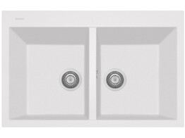 Plados One ON7920 - Inbouw - 790 x 500mm -2 bakken - met kraanwerkbank br/  Ultragranit Bianco