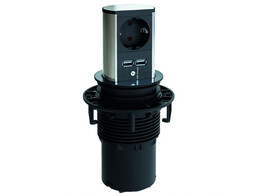 Bachmann - Elevator inbouwstopcontact met 2 USB A - RVS-look