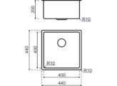 311025 - Lanesto Bilbao - Vlak- en onderbouw - 440x440mm RVS radius R10 gelast
