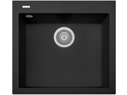 Plados One ON5610 - Inbouw - 560 x 500mm -1 bak - met kraanwerkbank br/  Ultragranit Nero Matt