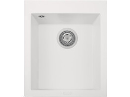 Plados One ON4110 - Inbouw - 410 x 500mm -1 bak - met kraanwerkbank br/  Nanostone Milk White