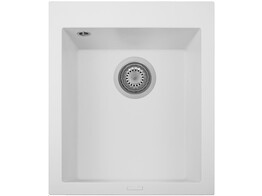 Plados One ON4110 - Inbouw - 410 x 500mm -1 bak - met kraanwerkbank br/  Ultragranit Bianco
