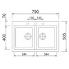 Plados One ON7920 - Inbouw - 790 x 500mm -2 bakken - met kraanwerkbank br/  Nanostone Milk White