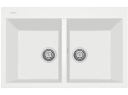 Plados One ON7920 - Inbouw - 790 x 500mm -2 bakken - met kraanwerkbank br/  Nanostone Milk White