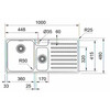 Bell - Slimtopspoeltafel / 1000 x 480 mm / 1   1/2  bak / Glad /