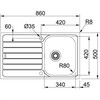 SKX6111 - 101.0314.746 - Spark - Evier a encastrer / 860 x 500 mm / 1 bassin / Lisse / Reversible
