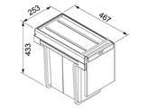 C30H302V - 134.0039.554 - Cube - Afvalsorteersysteem / Zijdelingse deuropening / 300 mm / 1 x 20 l    1 x 10 l / Handbediening
