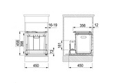 S350451 - 121.0307.553 - Sorter 350 - Afvalemmer 40 l / Frontale deuropening / 450 mm