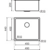 311023 - Lanesto Bilbao - Vlak- en onderbouw - 490x440mm RVS radius R10 gelast