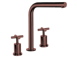 251014 - Mitigeur de cuisine Lanesto - Veneto droit - Bec orientable - Cuivre - 3 trous