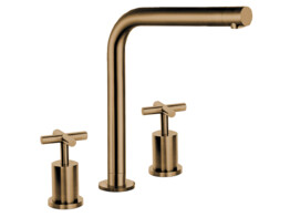 251015 - Mitigeur de cuisine Lanesto - Veneto droit - Bec orientable - Or - 3 trous