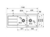 S2D621PW1 - 143.0717.394 - Sirius 2.0 - Evier a encastrer / 1160 x 500 mm / 2 bassins / Blanc / Reversible