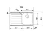 Neptune - Vlakbouw-   SlimTopspoeltafel / 864 x 514 mm / 1 bak / Glad /