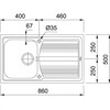 LLX6111 - 101.0166.738 - Logica Line - Inbouwspoeltafel / 860 x 500 mm / 1 bak / Glad /