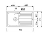 LLX6111 - 101.0166.738 - Logica Line - Inbouwspoeltafel / 860 x 500 mm / 1 bak / Glad /