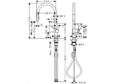 Hansgrohe Talis M54 Eengreepskeukenmengkraan C 210  uittrekbaar  2jets  inoxlook