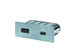 322580 -  Lanesto - Piccolo Rechthoekig -inbouwstopcontact met USB-A   C aansluiting - RVS