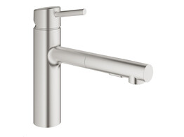 Concetto keukenmengkraan medium uitloop met uittrekbare sproeier  2 stralen   SuperSteel