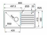 Bell - Slimtopspoeltafel / 860 x 480 mm / 1 bak / Glad /