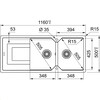 UBG621MW1 - 114.0694.650 - Urban - Evier a encastrer / 1160 x 500 mm / 2 bassins / Blanc Metallise Reversible