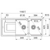 UBG621MW1 - 114.0694.650 - Urban - Evier a encastrer / 1160 x 500 mm / 2 bassins / Blanc Metallise Reversible
